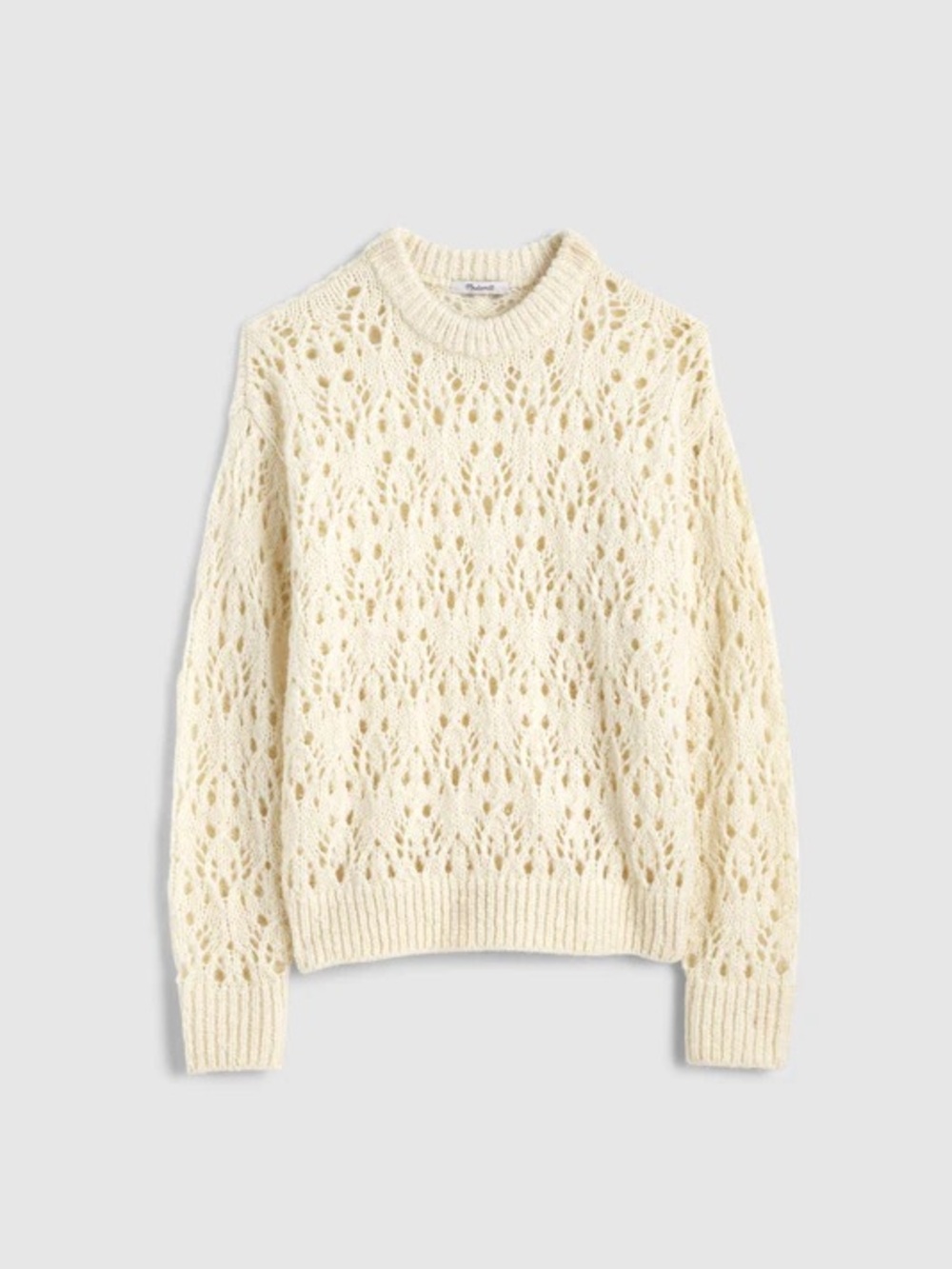 Madewell Pointelle-Stitch Drop-Shoulder Sweater in Ivory XXS